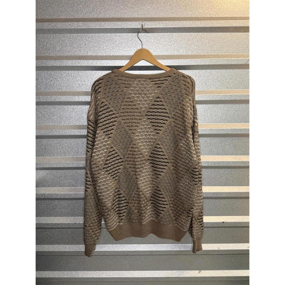 Vintage Sweater Jantzen Men's Brown Argyle Pattern Sweater Size Large - Picture 2 of 3